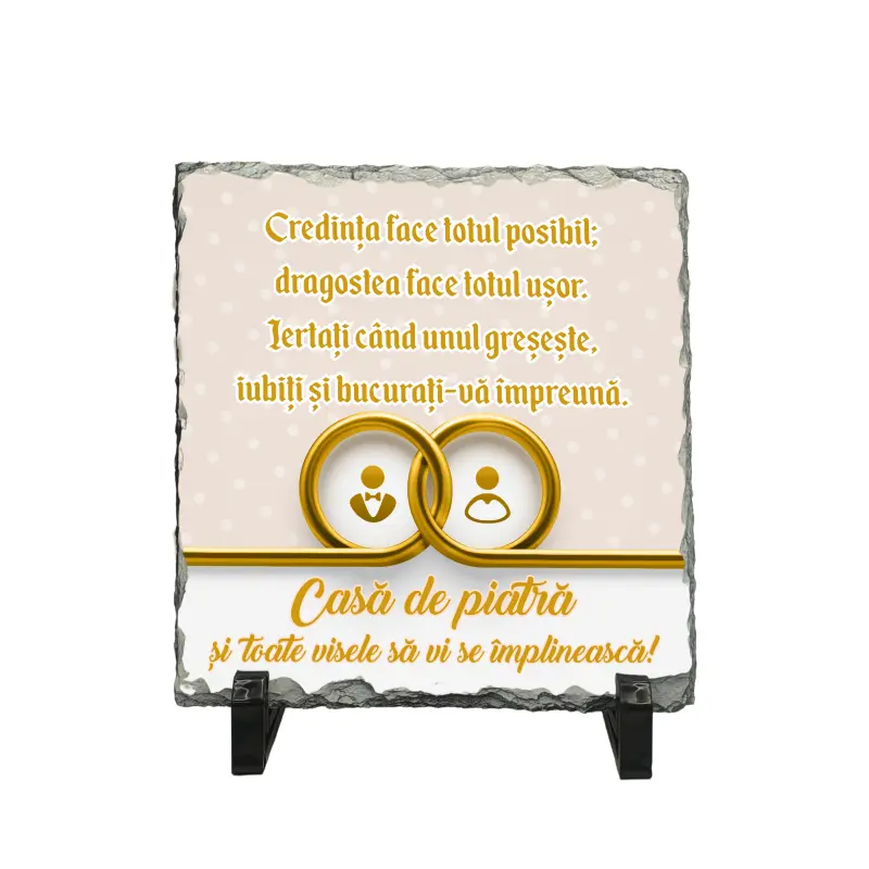 Credinta face totul posibil, piatra ardezie personalizata, cu mesaj model pa039